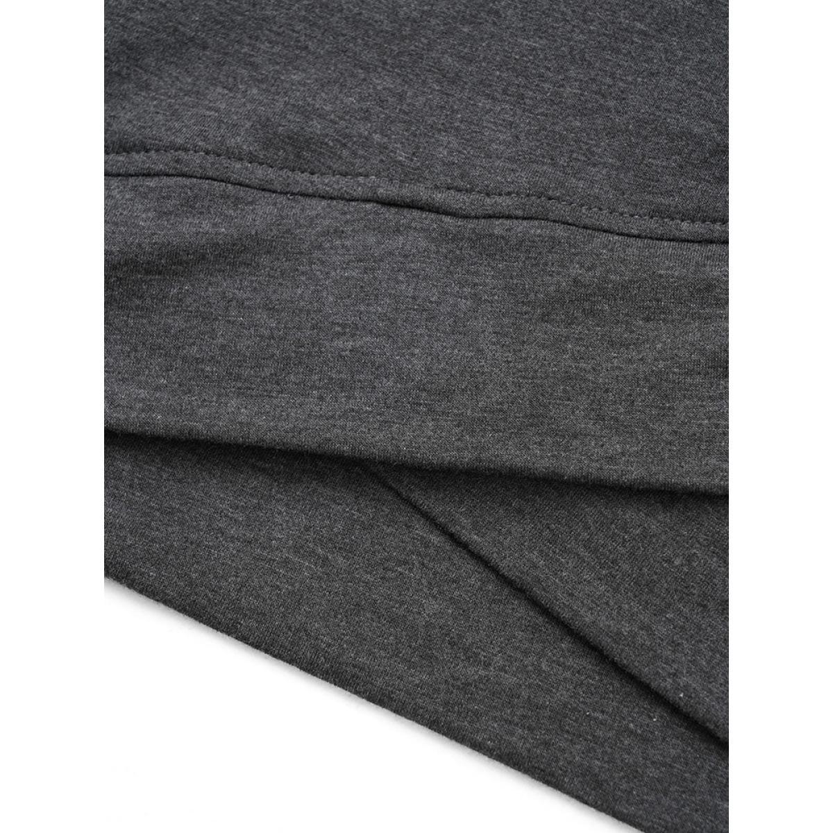 Plus Size Solid Heather Round Neck Wrap Hem Sweatshirt Women DimGray Casual Wrap Round Neck Dailywear Sweatshirts BloomChic 22-24/3X Product Image