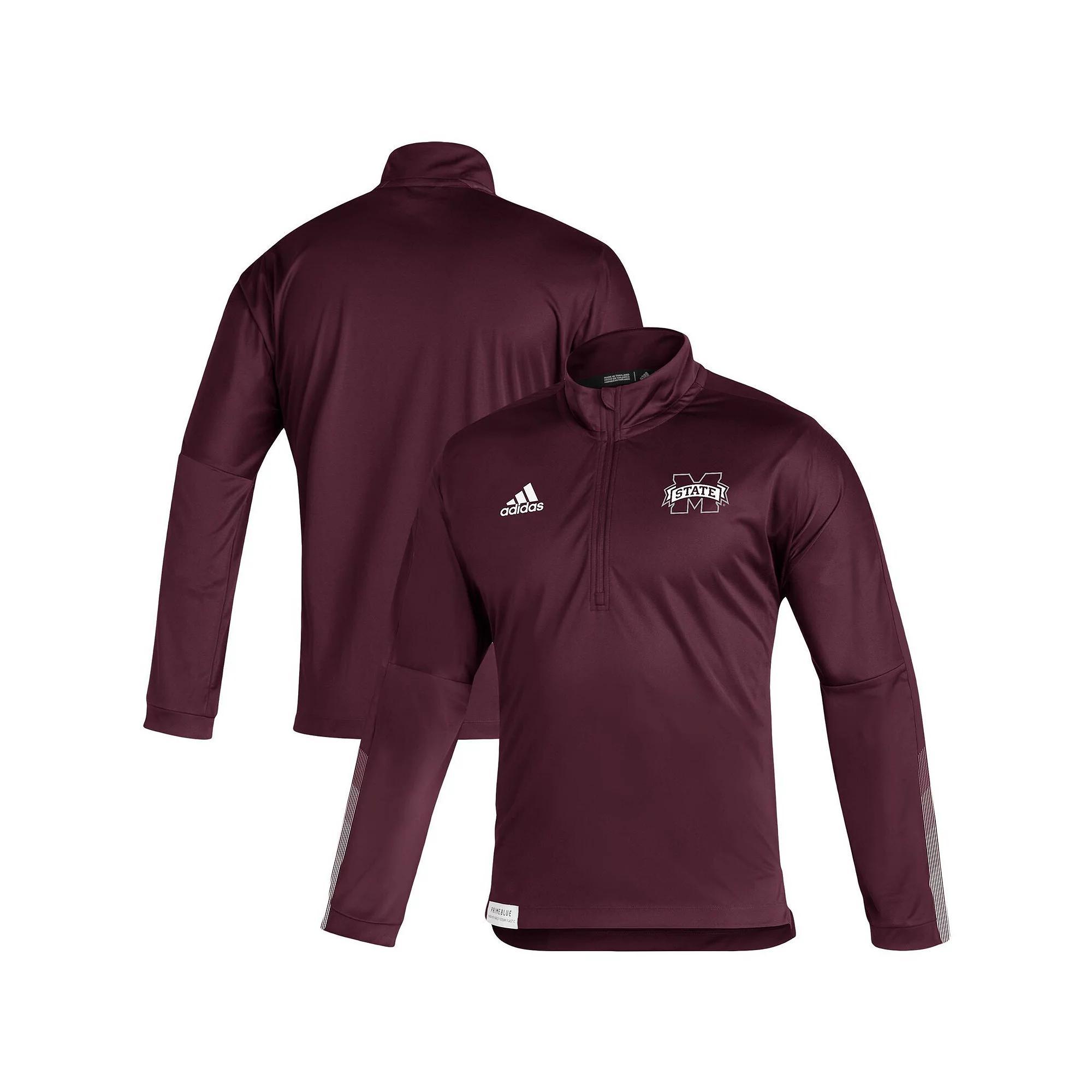 Men's adidas Maroon Mississippi State Bulldogs 2021 Sideline Primeblue Quarter-Zip Jacket, Size: XL, Mst Red Product Image