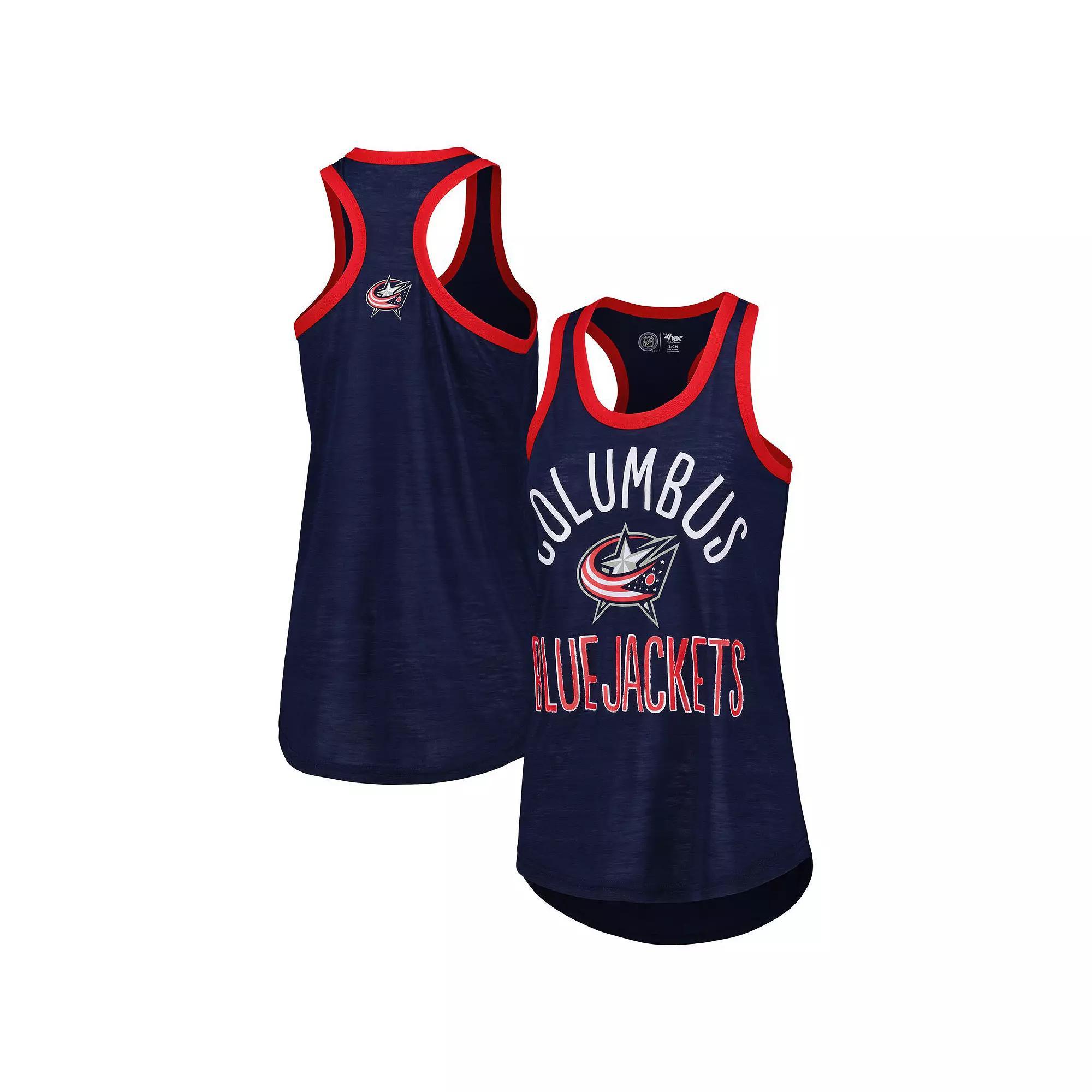 Women's G-III 4Her by Carl Banks Navy Columbus Blue Jackets First Base Racerback Scoop Neck Tank Top, Size: Medium Product Image