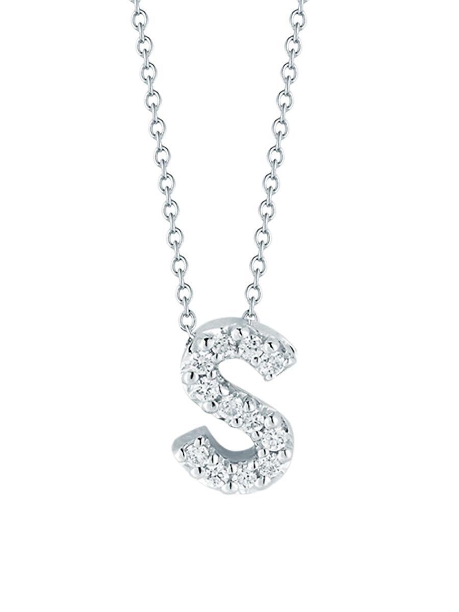 Roberto Coin 18K White Gold Initial Love Letter Pendant Necklace with Diamonds, 16 Product Image
