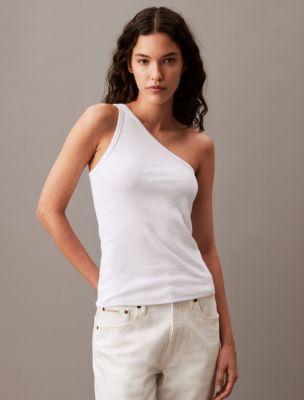 Cotton Contour Rib One Shoulder Top Product Image