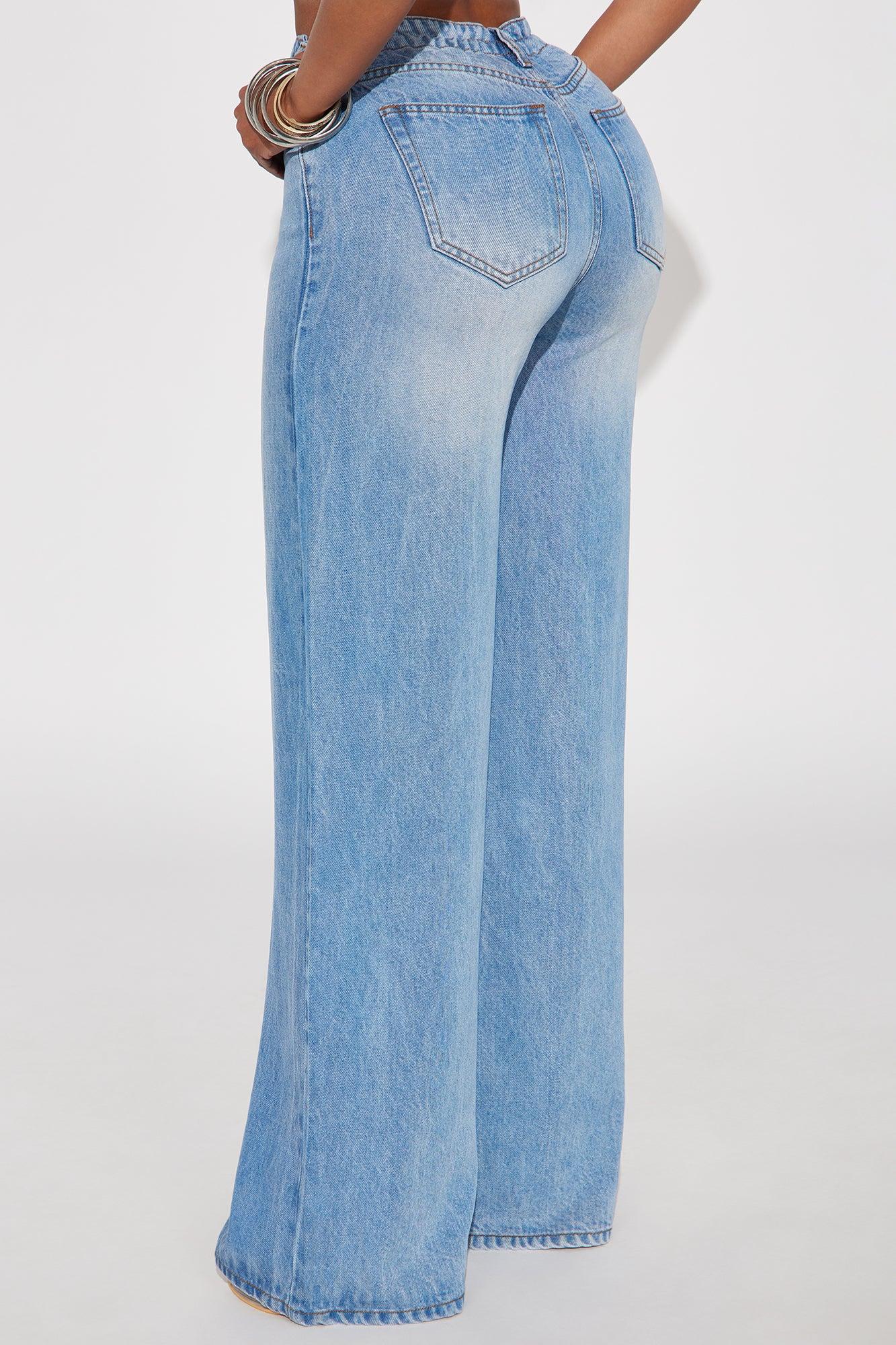 Beachfront Drapey Wide Leg Jeans - Vintage Wash Product Image