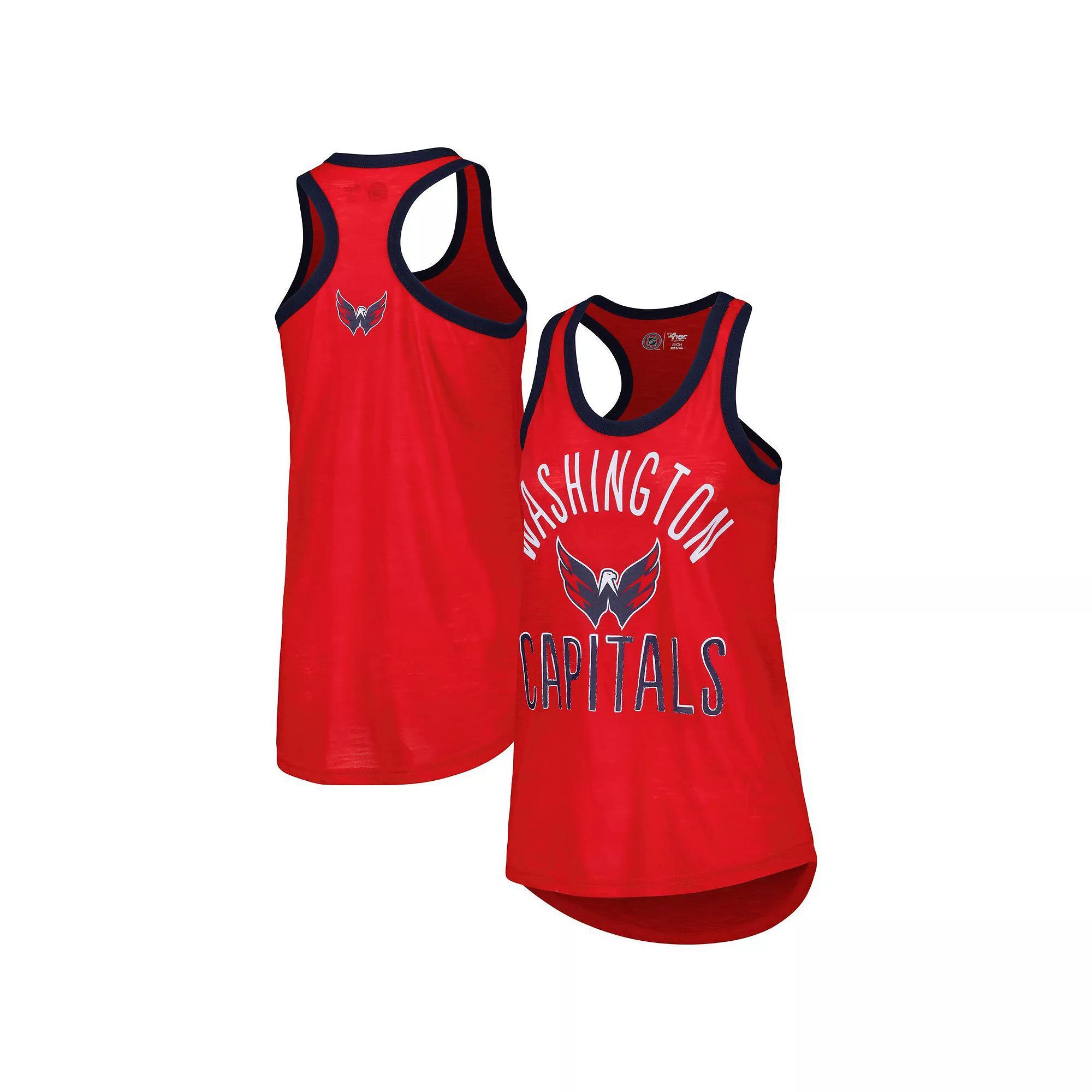 Women's G-III 4Her by Carl Banks Red Washington Capitals First Base Racerback Scoop Neck Tank Top, Size: XL Product Image