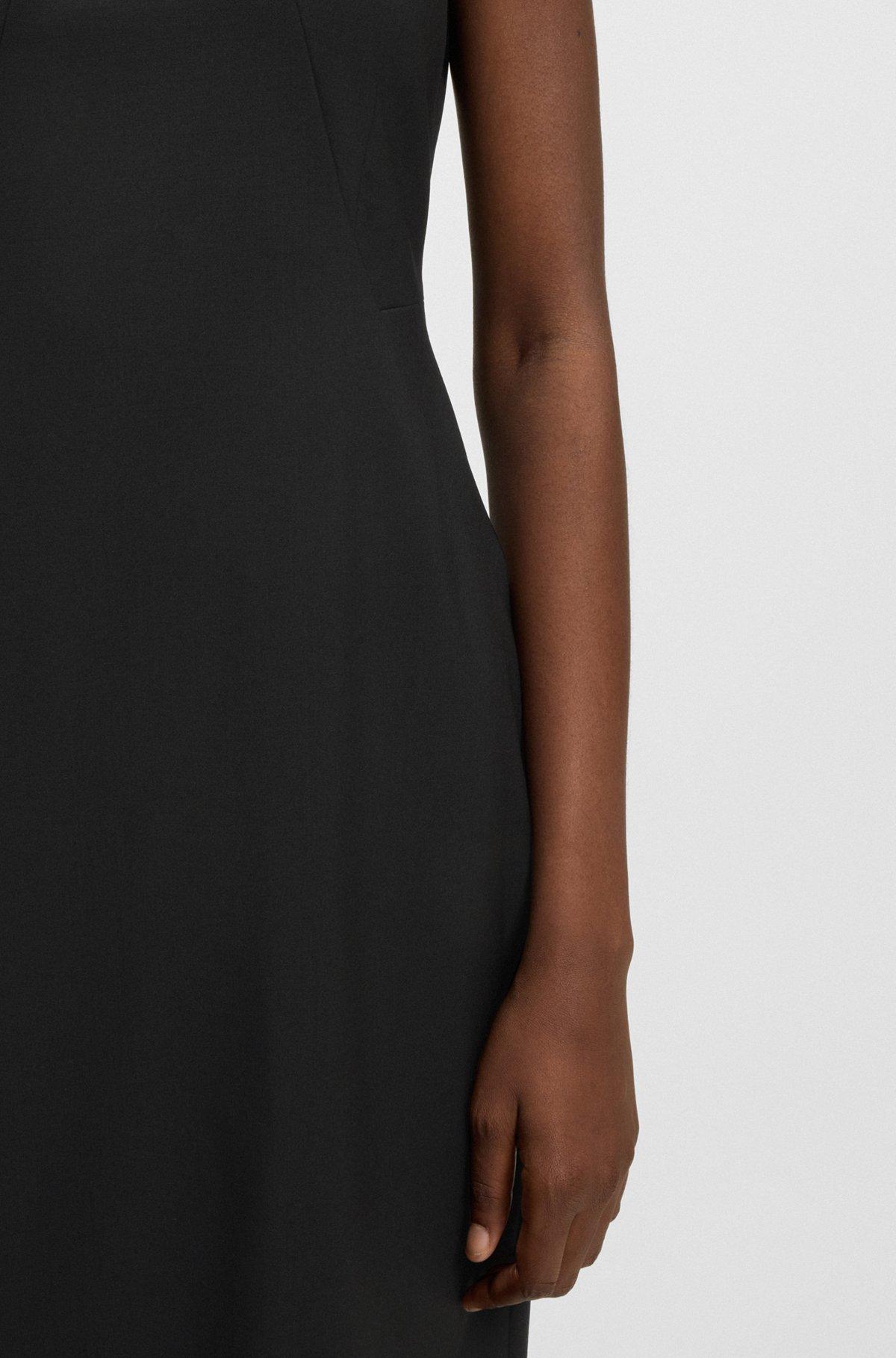 BOSS - Slim-fit dress in virgin wool with cap sleeves - Black Product Image