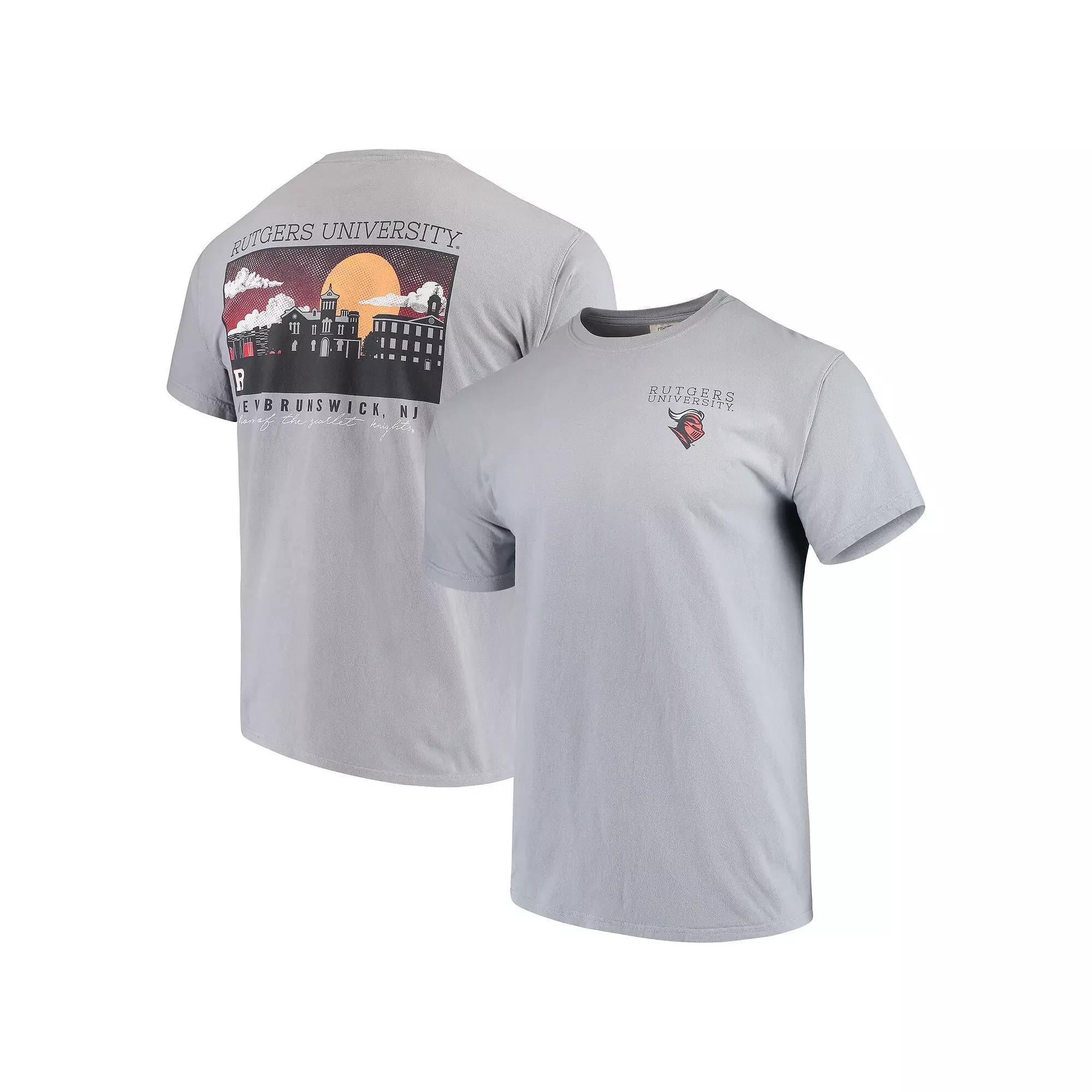 Mens Gray Rutgers Scarlet Knights Team Comfort Colors Campus Scenery T-Shirt Product Image