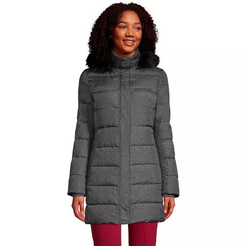 Petite Lands' End Faux-Fur Hood Down Winter Coat, Women's, Size: Medium Petite, Black Product Image