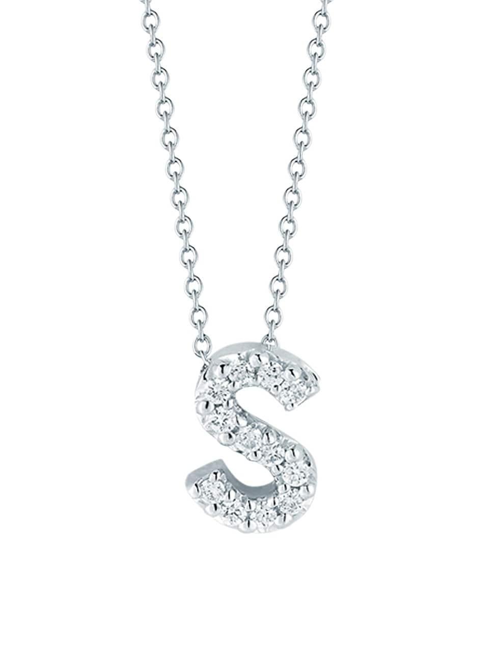 Roberto Coin 18K White Gold Initial Love Letter Pendant Necklace with Diamonds, 16 Product Image