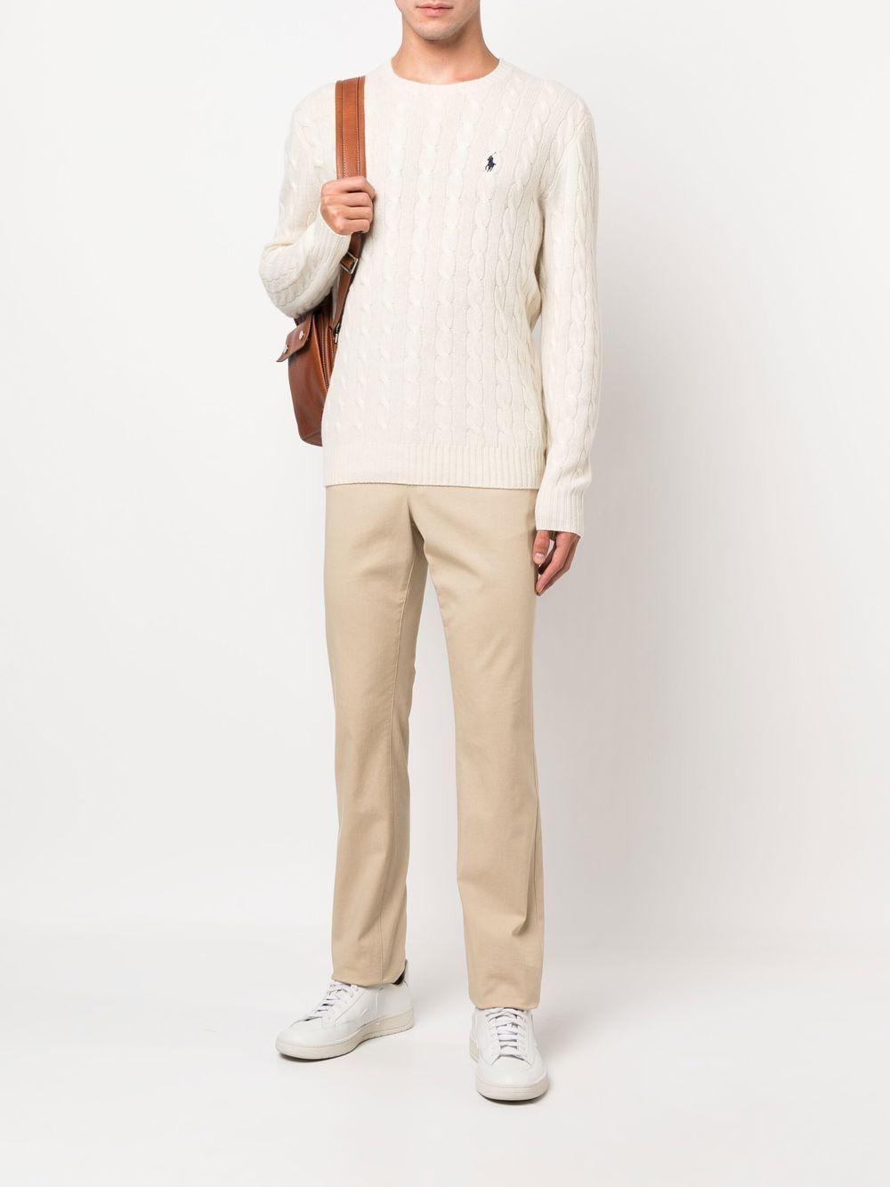 logo-embroidered cable-knit jumper Product Image