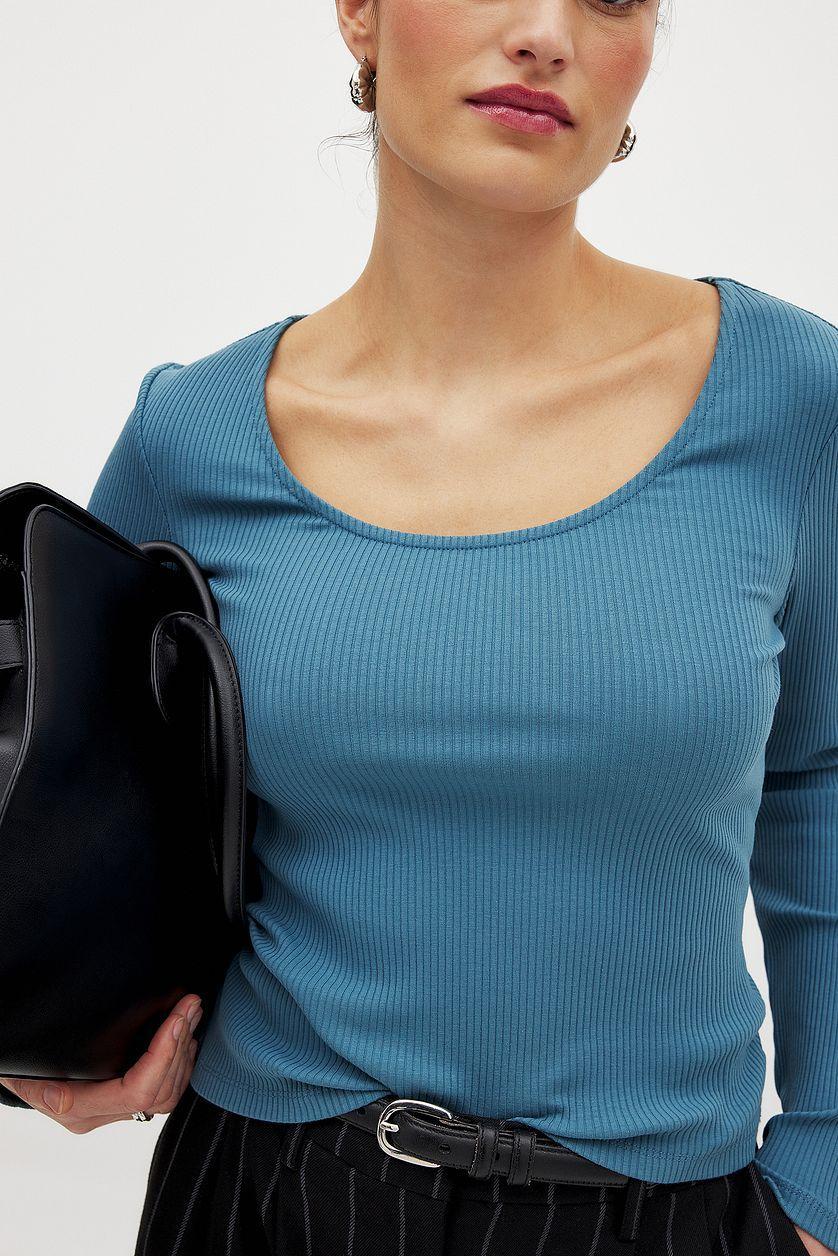 Scoop Neck Ribbed Top Product Image