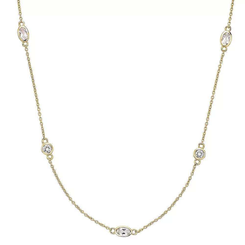 Gemminded 18k Gold Over Silver White Topaz Necklace, Women's, Size: 18", Gold Tone Product Image