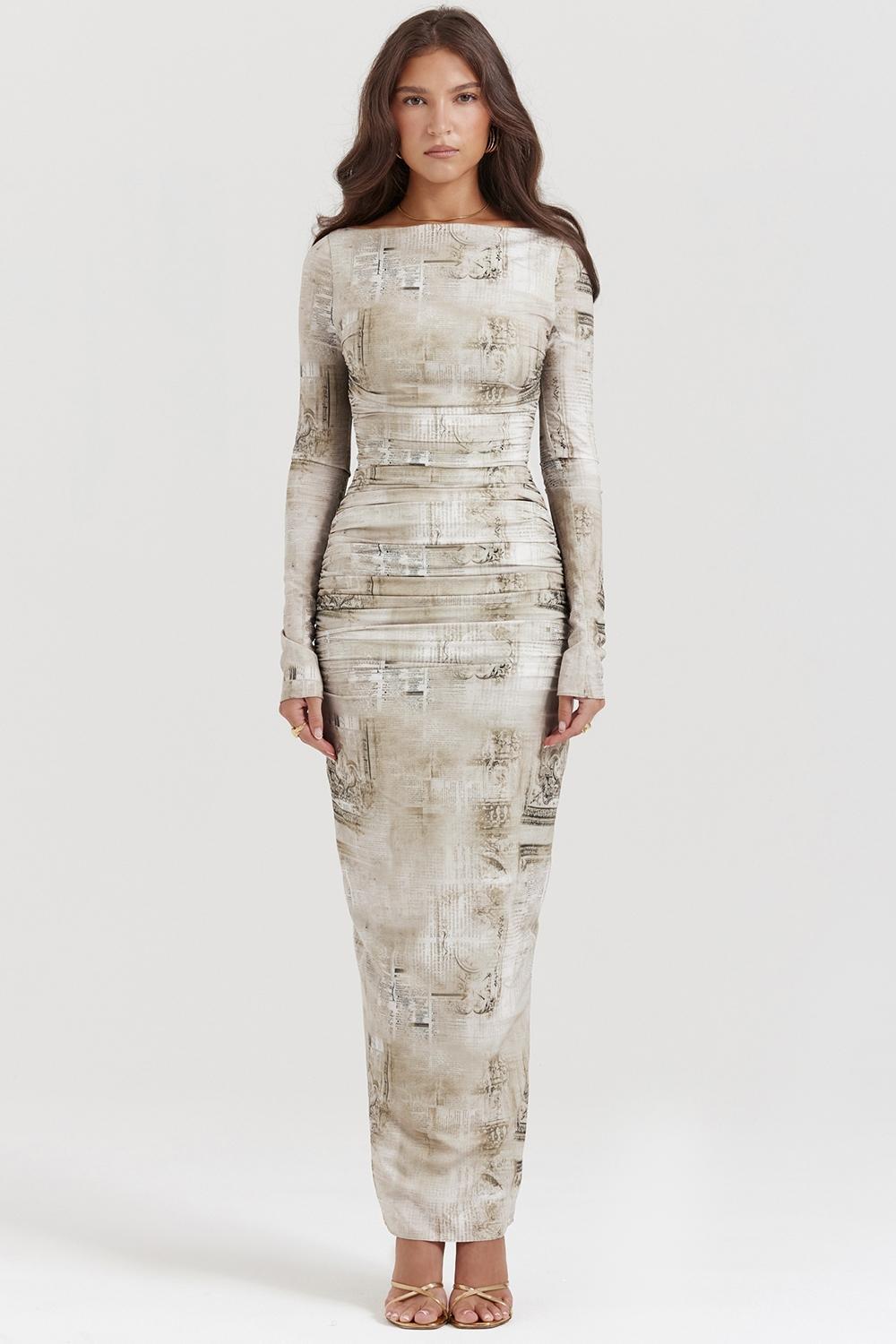 Lanetta Pale Sage Print Maxi Dress Product Image