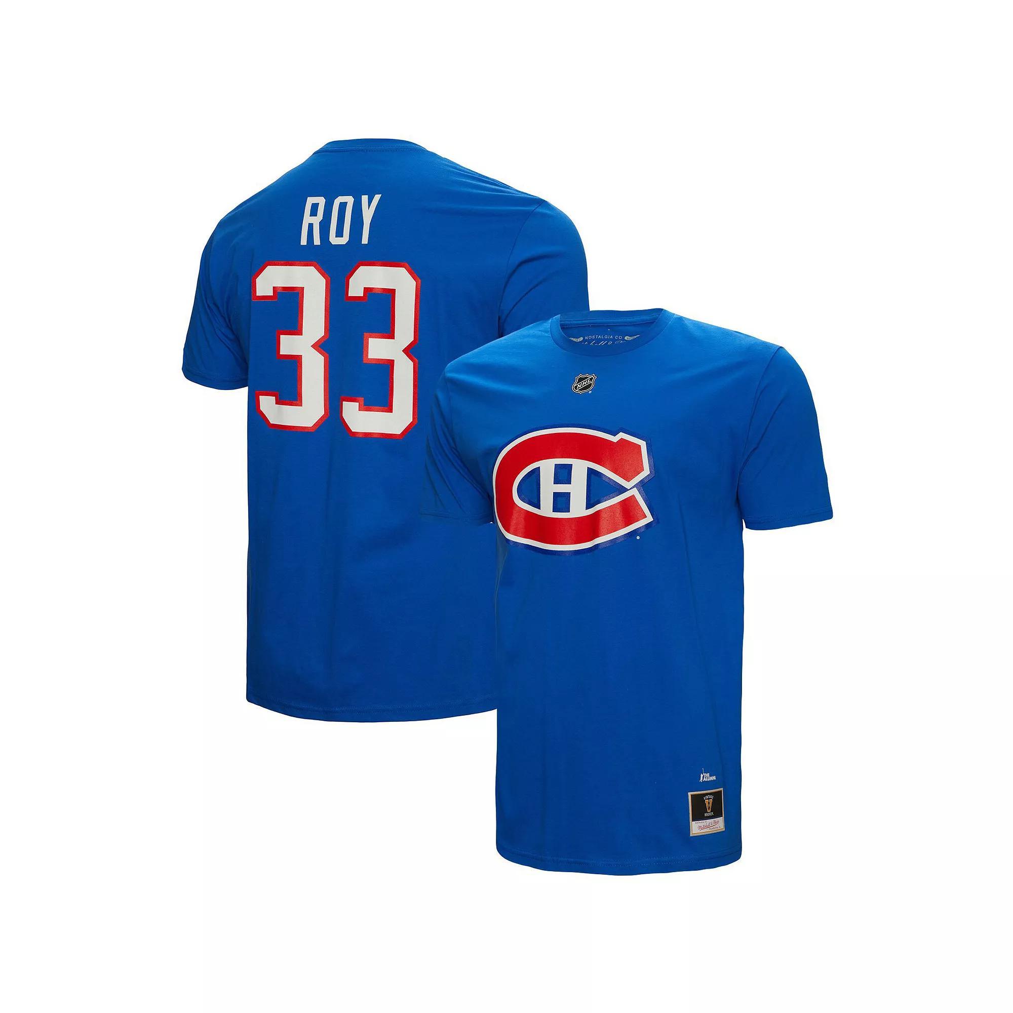 Men's Mitchell & Ness Patrick Roy Blue Montreal Canadiens Name & Number T-Shirt, Size: Small, Cnd Blue Product Image