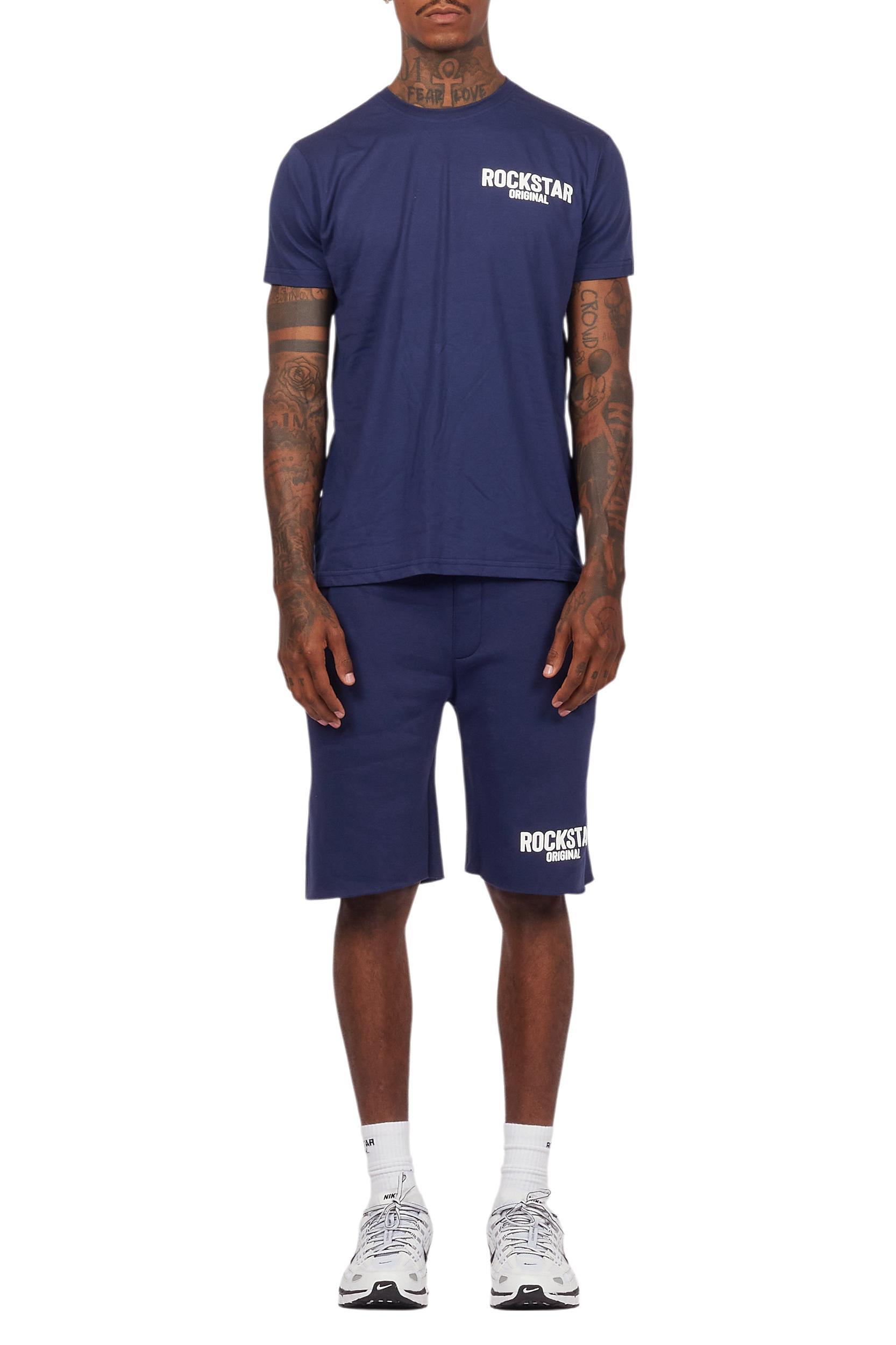 Sana Navy T-Shirt/Raw Edge Short Set Male Product Image