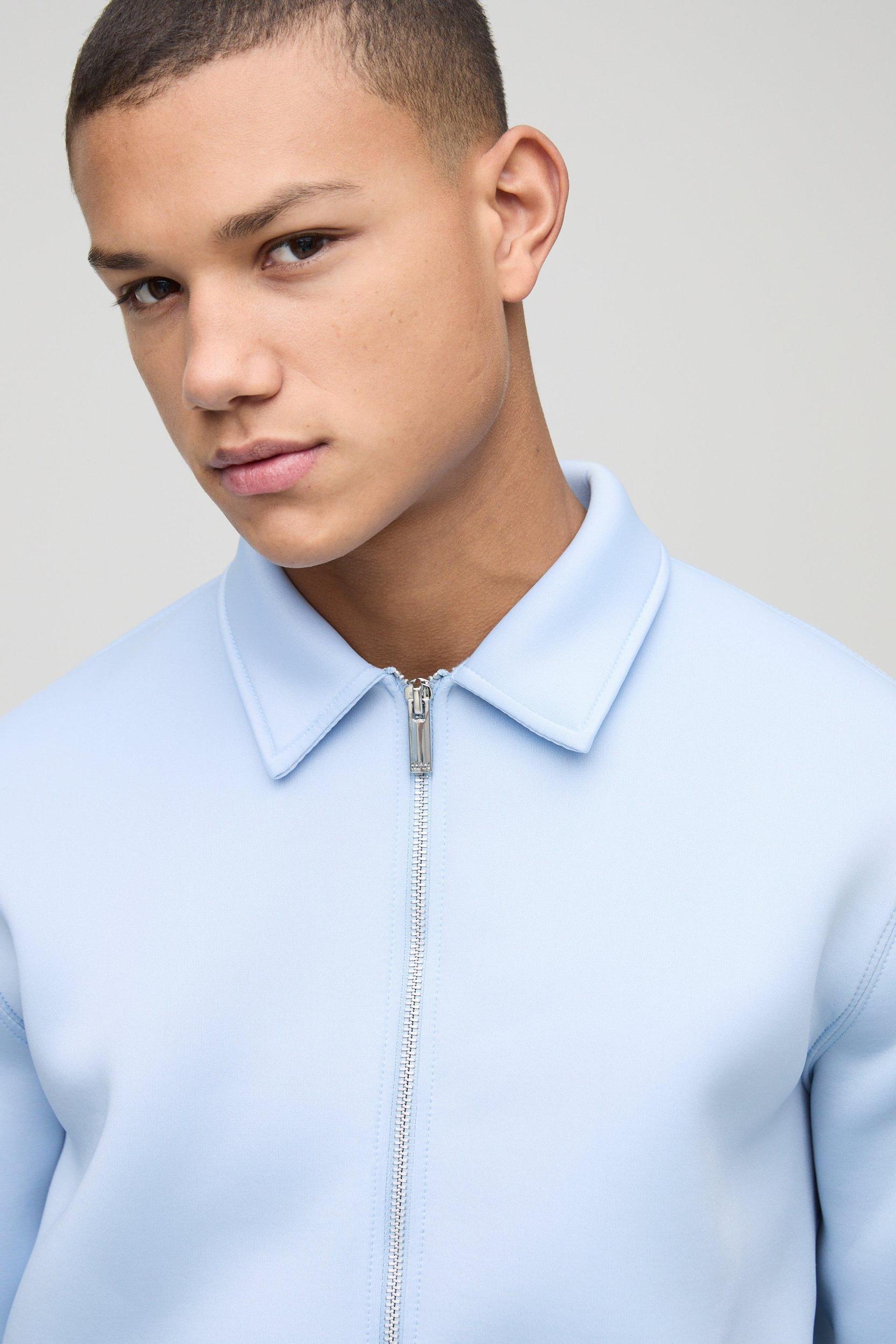 Regular Fit Bonded Scuba Harrington Jacket & Sweatpants Set | boohooMAN USA Product Image