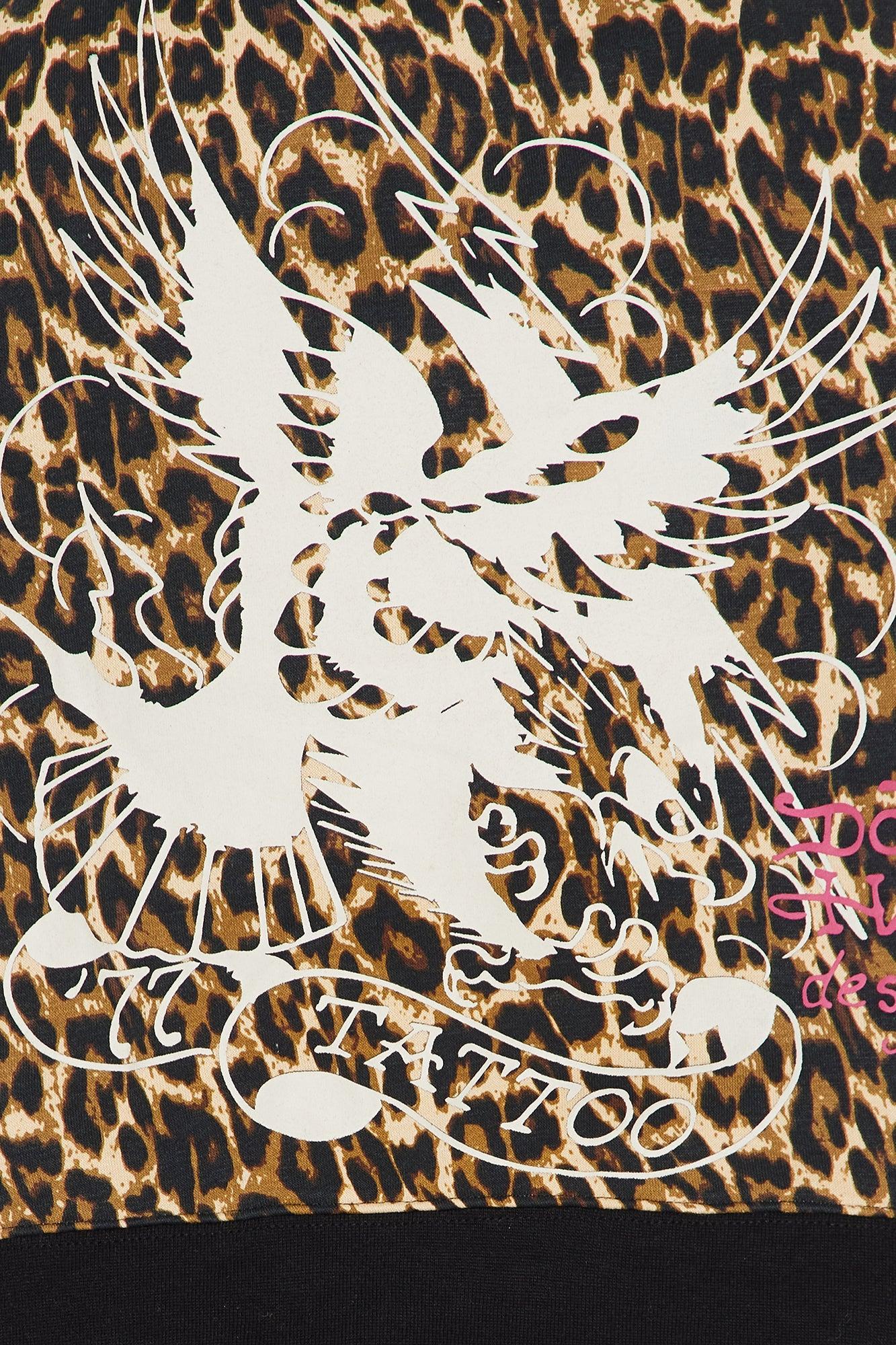 Ed Hardy Sacred Heart Leopard Zip Up Hoodie - Leopard Female Product Image