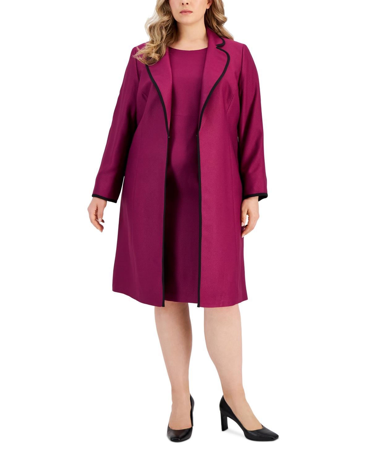 Le Suit Plus Size Jacquard Sheath Dress Suit - Wild Rose Product Image