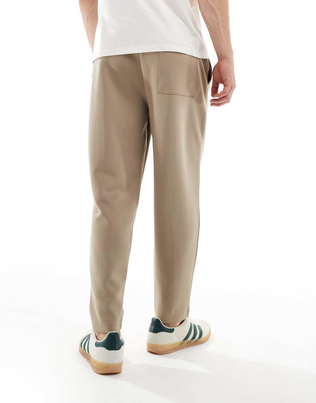 ASOS DESIGN tapered scuba sweatpants in greige Product Image