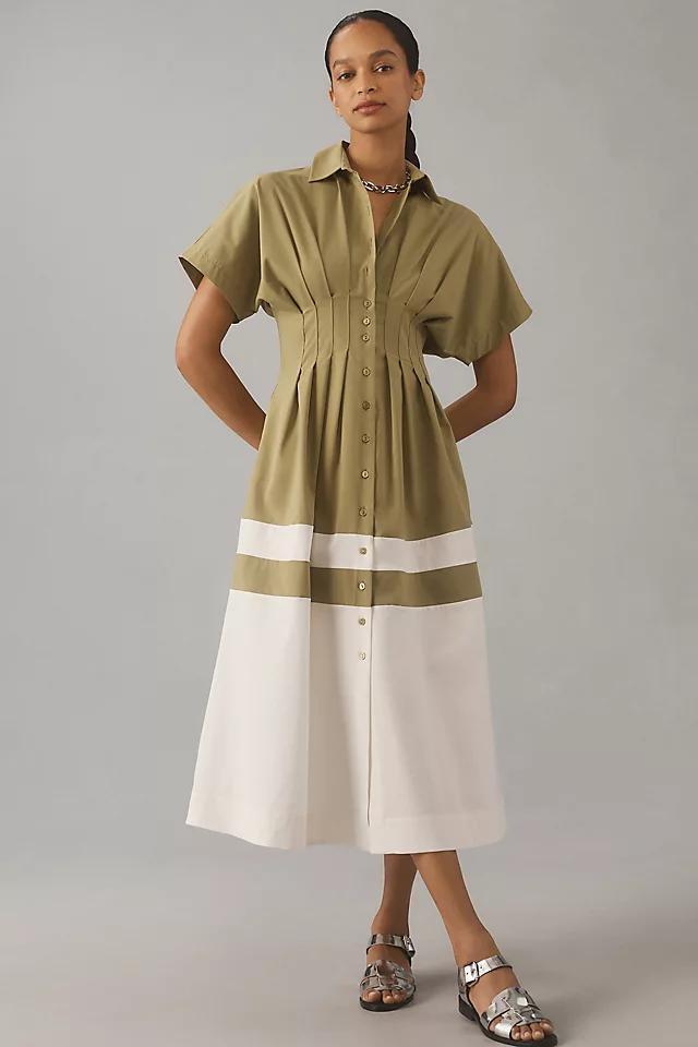 The Tobie Button-Front Pleated Shirt Dress by Exquise Product Image