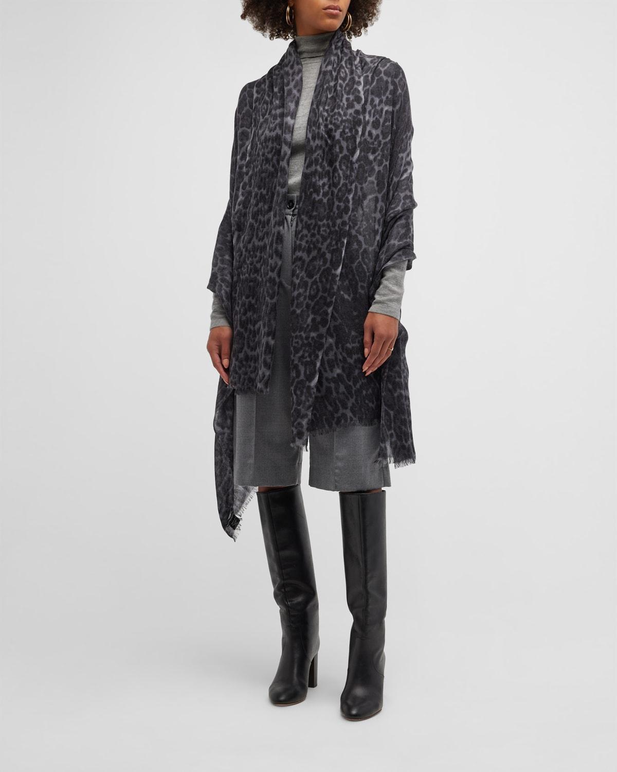 Lightweight Cashmere Leopard-Print Scarf Product Image