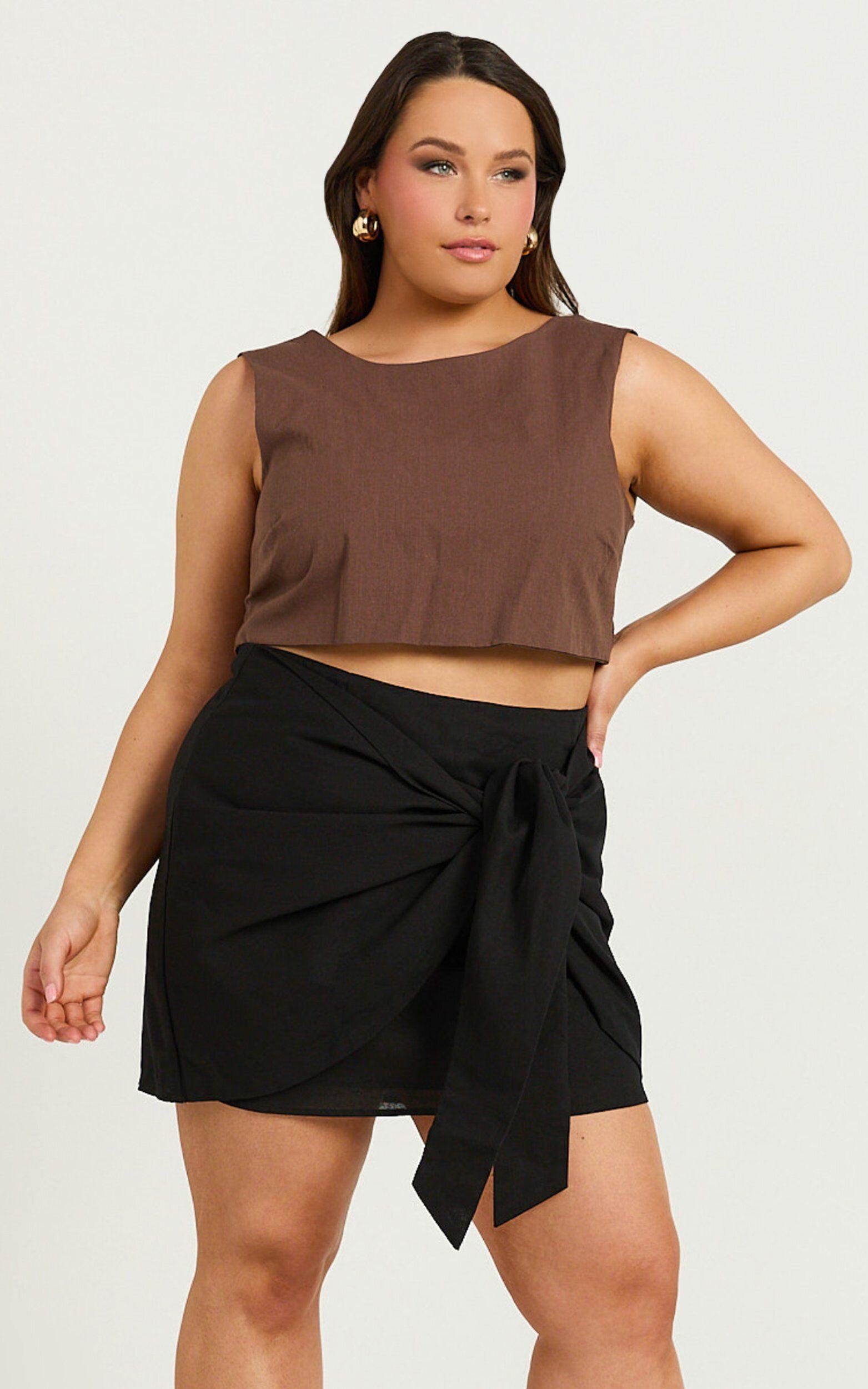 Loxley Top - Tie Up Top in Chocolate Product Image