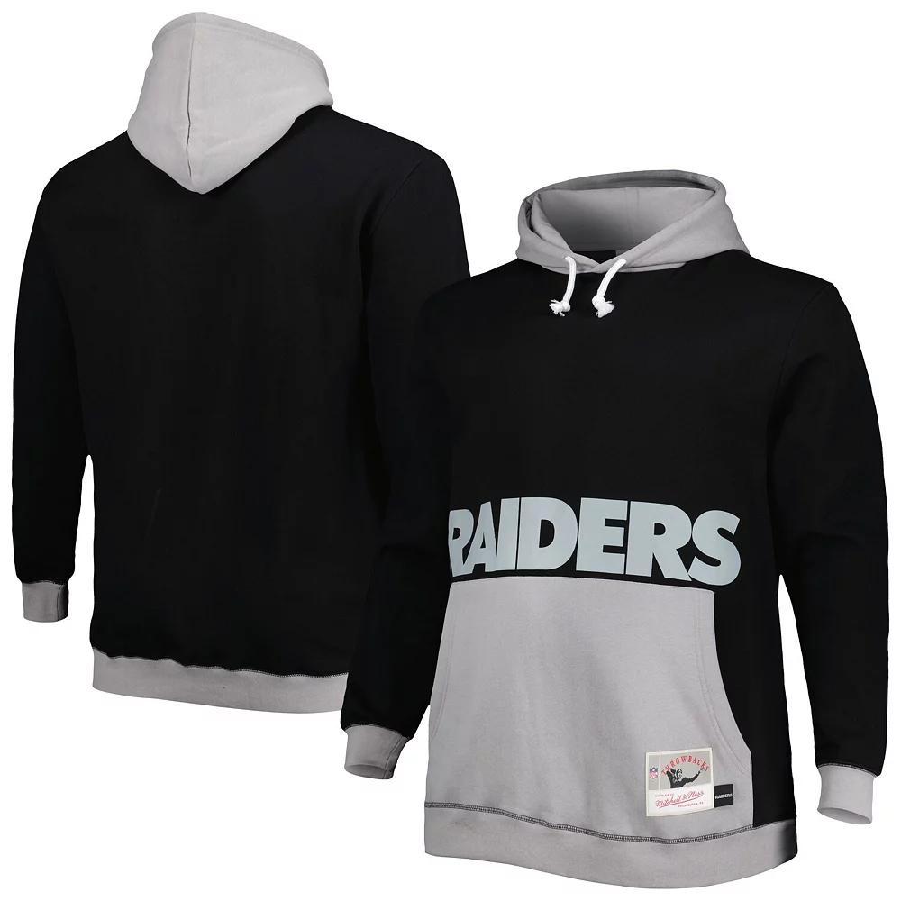 Men's Mitchell & Ness Black/Silver Las Vegas Raiders Big & Tall Big Face Pullover Hoodie, Size: XLT, Lvr Black Product Image