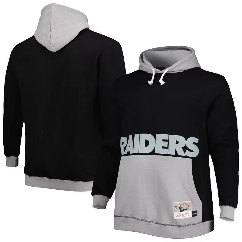 Men's Mitchell & Ness Black/Silver Las Vegas Raiders Big & Tall Big Face Pullover Hoodie, Size: XLT, Lvr Black Product Image