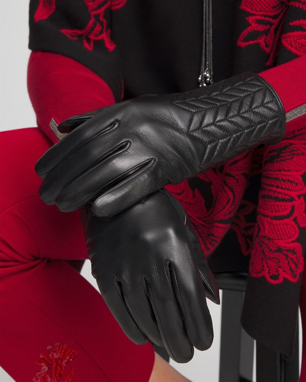 Quilted Black Leather Gloves Product Image