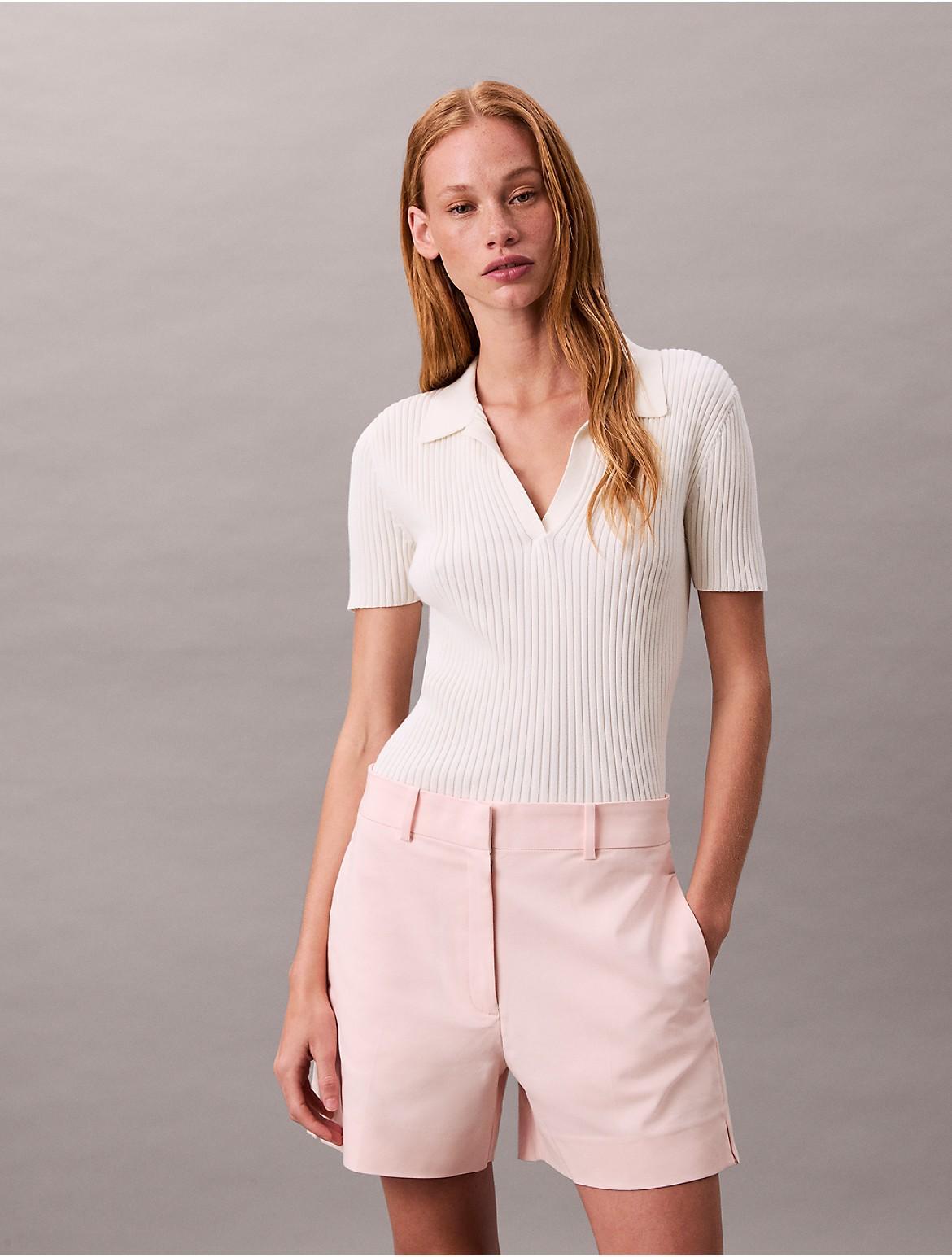 Calvin Klein Womens Cotton Stretch Chino Shorts - Pink Product Image