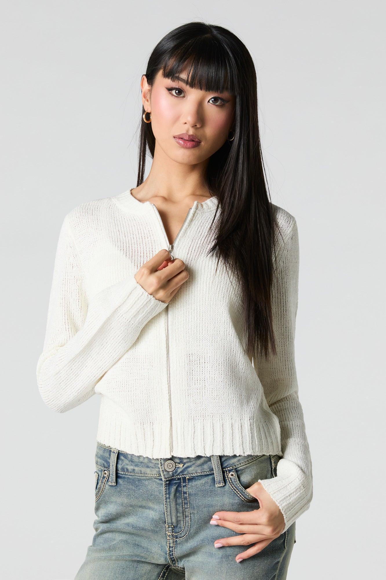 Zip-Up Cardigan Sweater Female Product Image