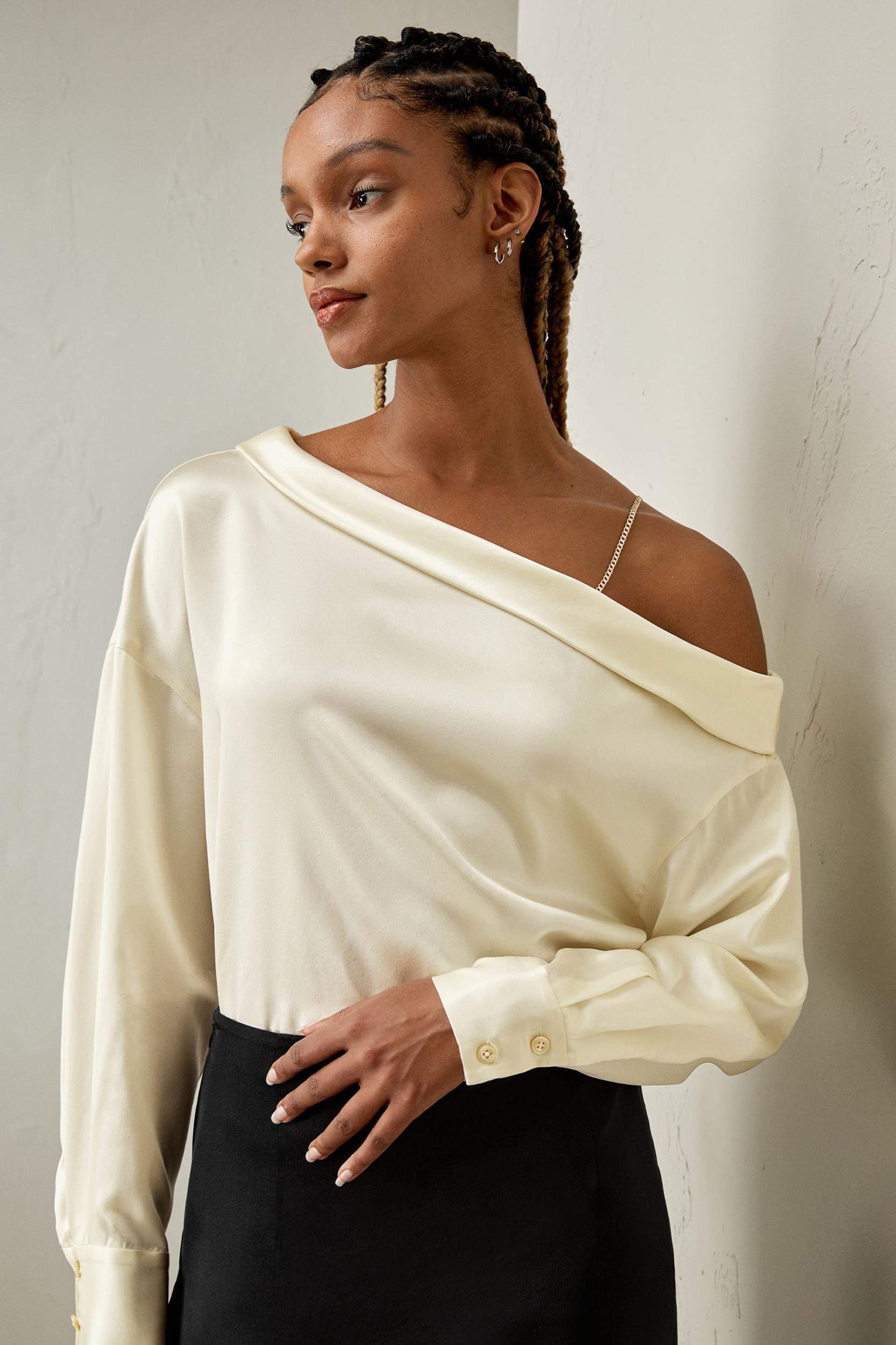 Silk Chic One-Shoulder Top Product Image