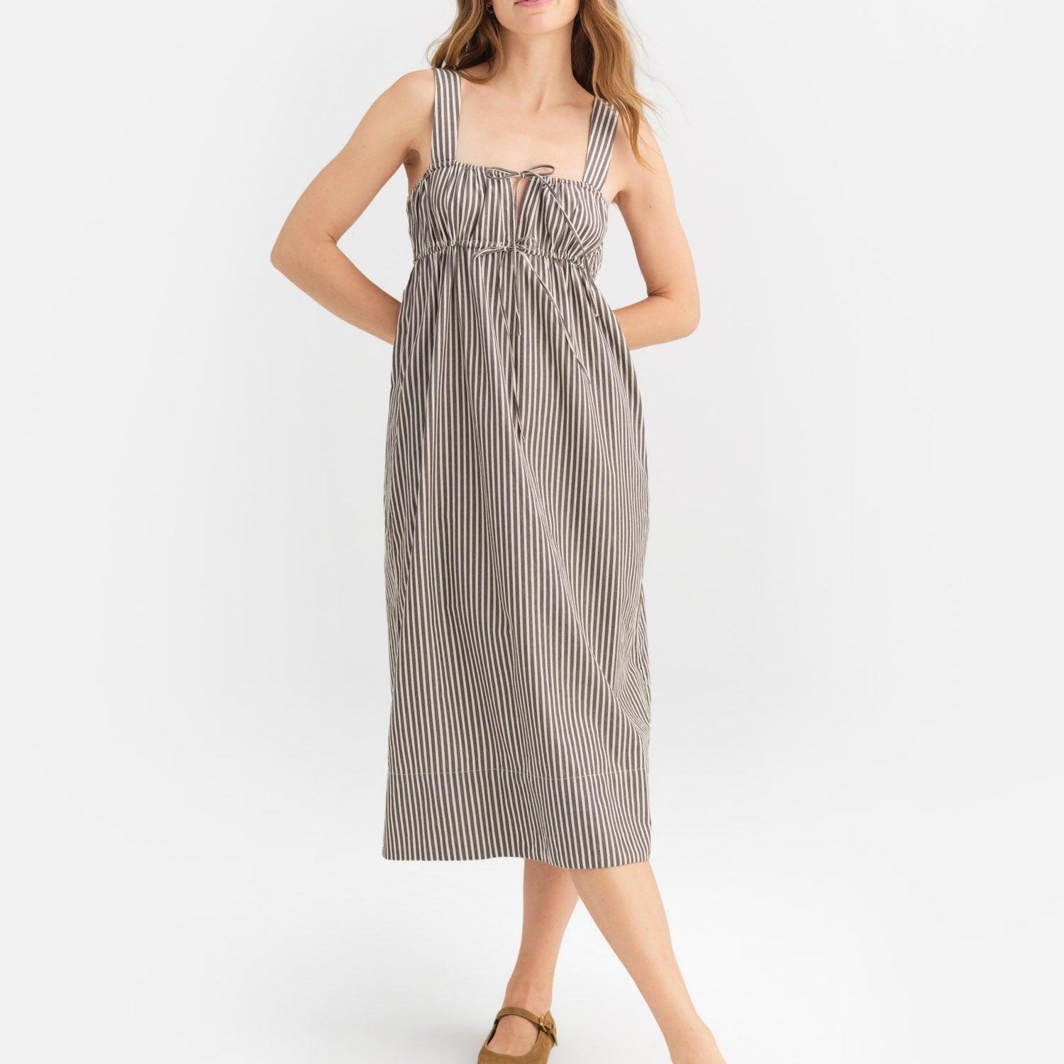 Organic Poplin Pocket Midi Dress Female Product Image