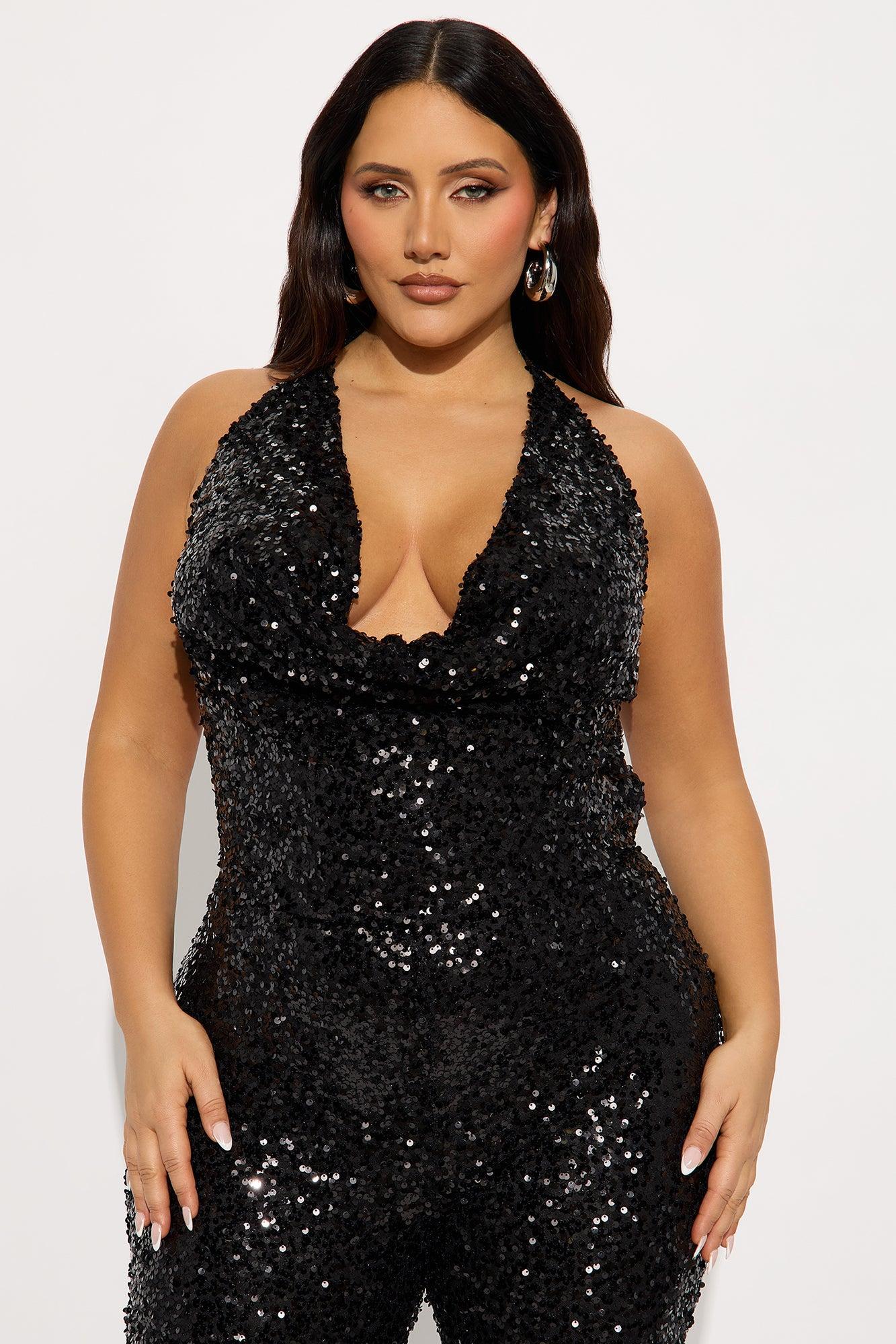Meet Me On The Dance Floor Sequin Jumpsuit - Black Product Image