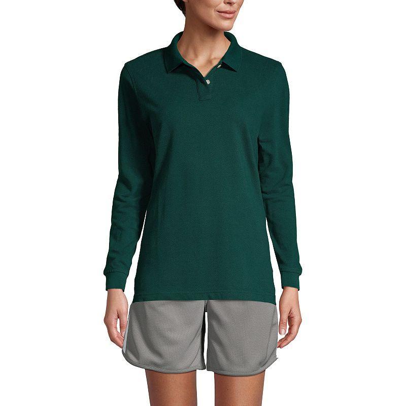 Womens Tall Lands End School Uniform Long Sleeve Mesh Polo Shirt Product Image