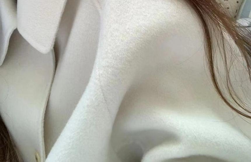 Collared Button-Up Plain Long Coat Product Image