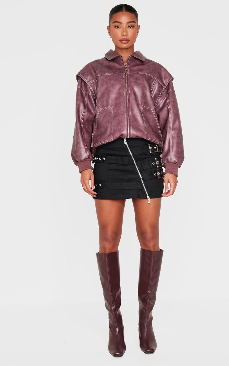 Black Twill Multi Belt Detail Mini Skirt Product Image