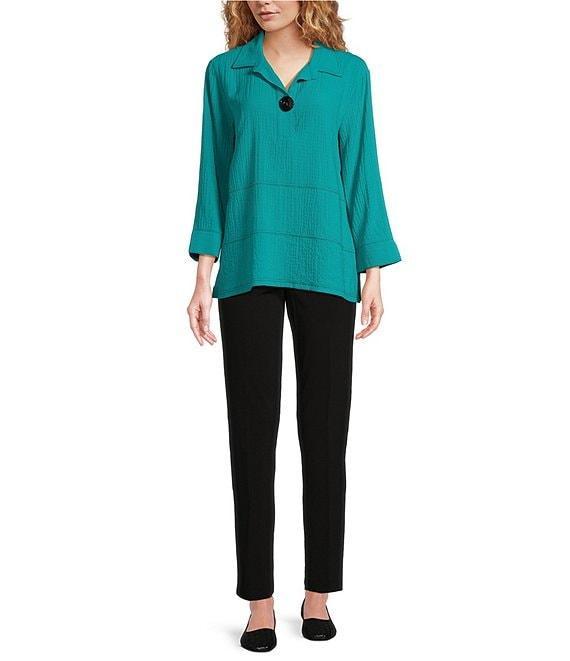 Ali Miles Woven Point Collar 3/4 Sleeve Top Product Image