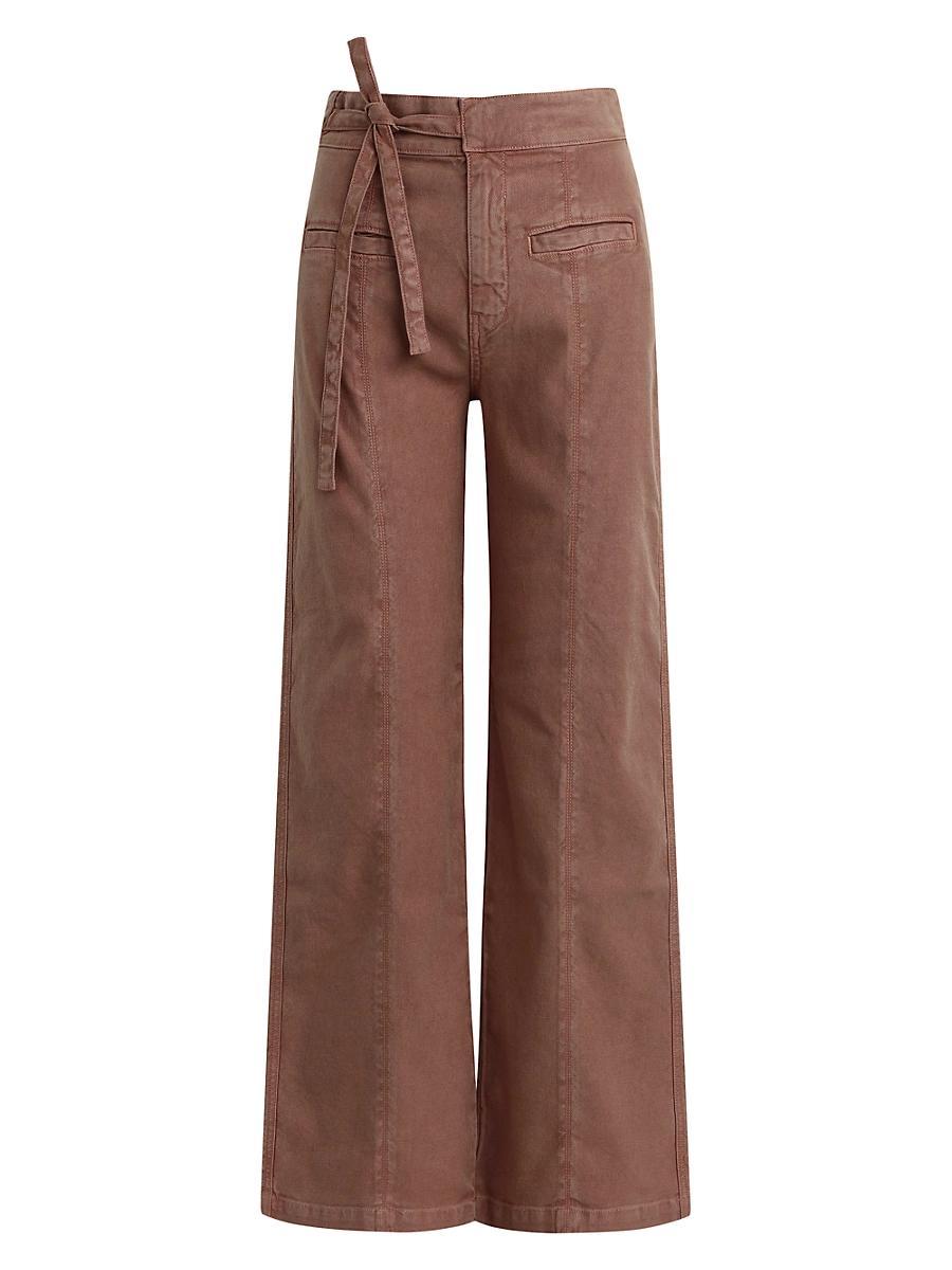 Womens Tie-Waist Pintucked Trouser Pants Product Image