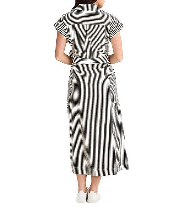 Brave + True Portia Short Sleeve Striped Collared Button Front Midi Dress Product Image