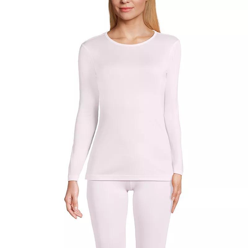 Petite Lands' End Silk Interlock Crewneck Undershirt, Women's, Size: Small Petite, Black Product Image
