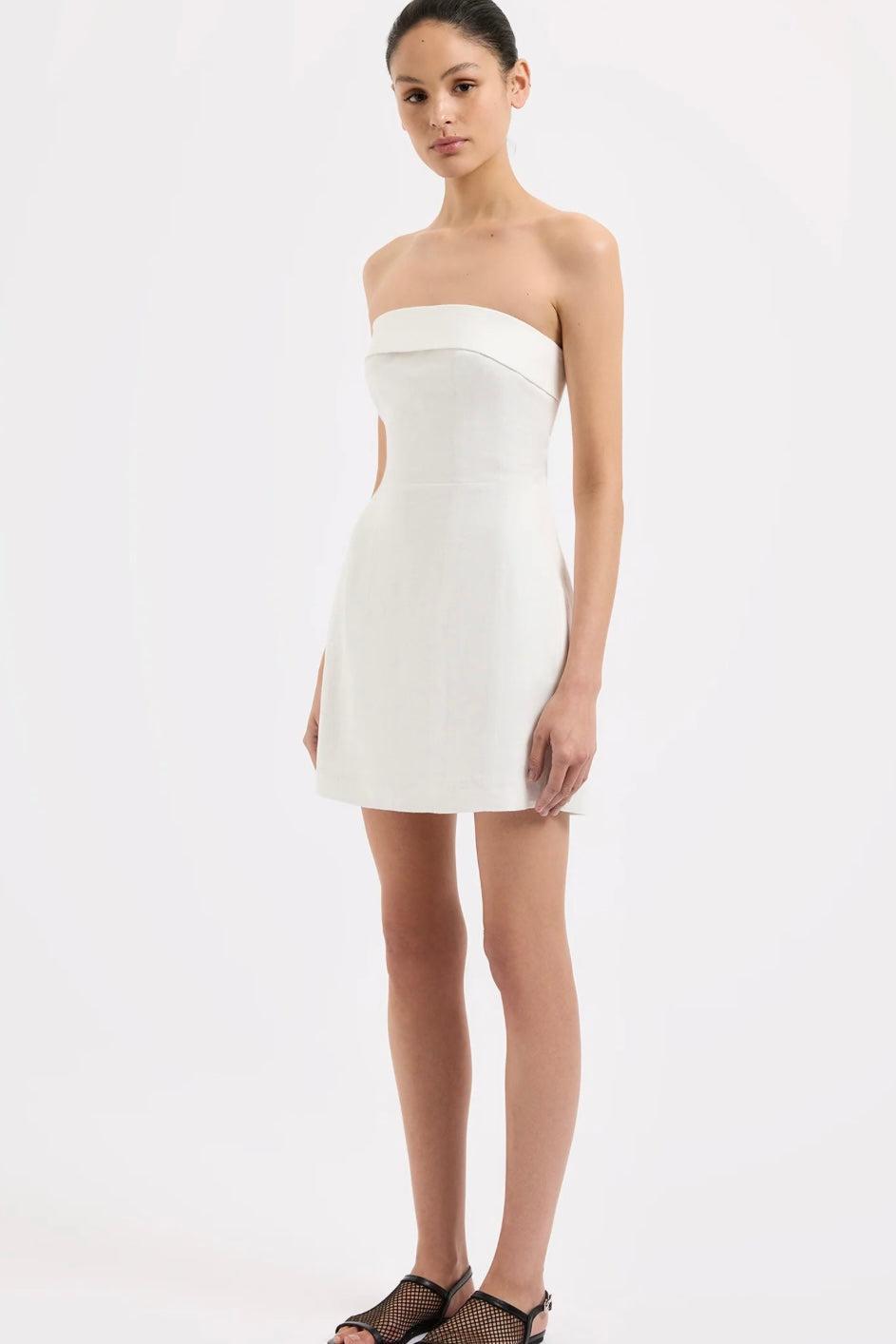 Nude Lucy | Lyra Linen Mini Dress | White Product Image