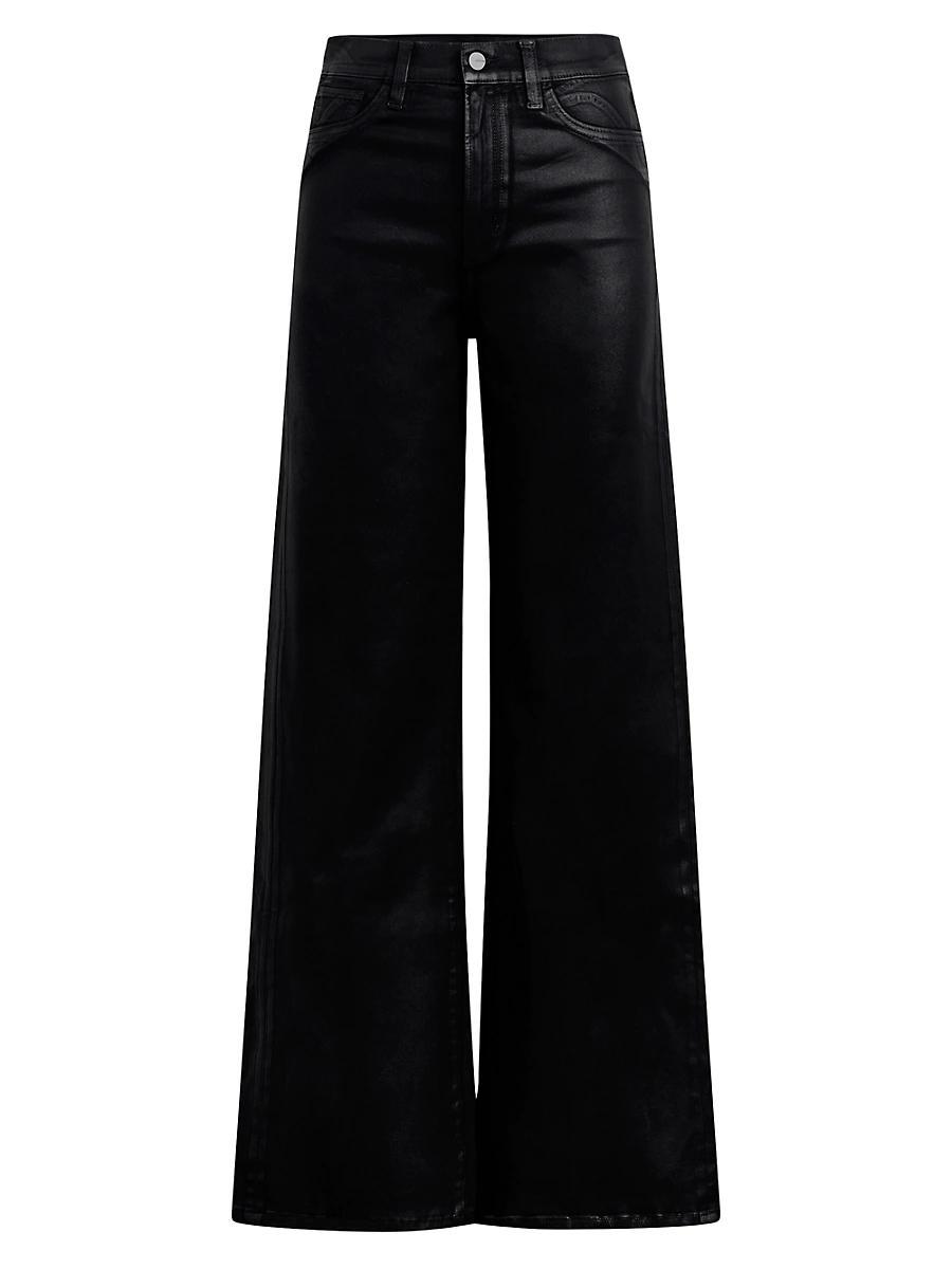Joes Jeans The Mia Petite High Rise Wide Leg Coated Jeans in Black Product Image