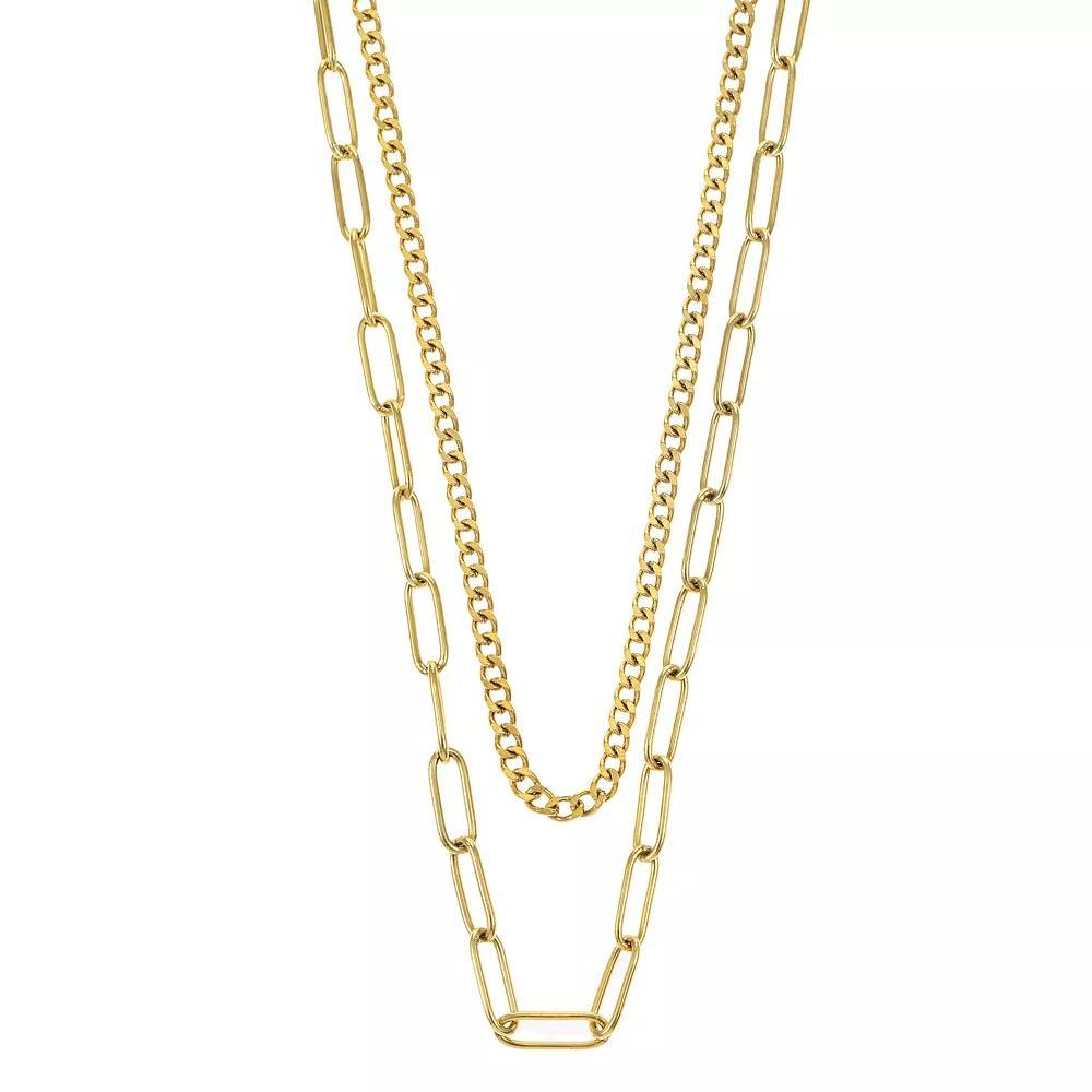 City Luxe Gold Tone Duo Chain Necklace, Women's, Size: 16/18+3" Product Image