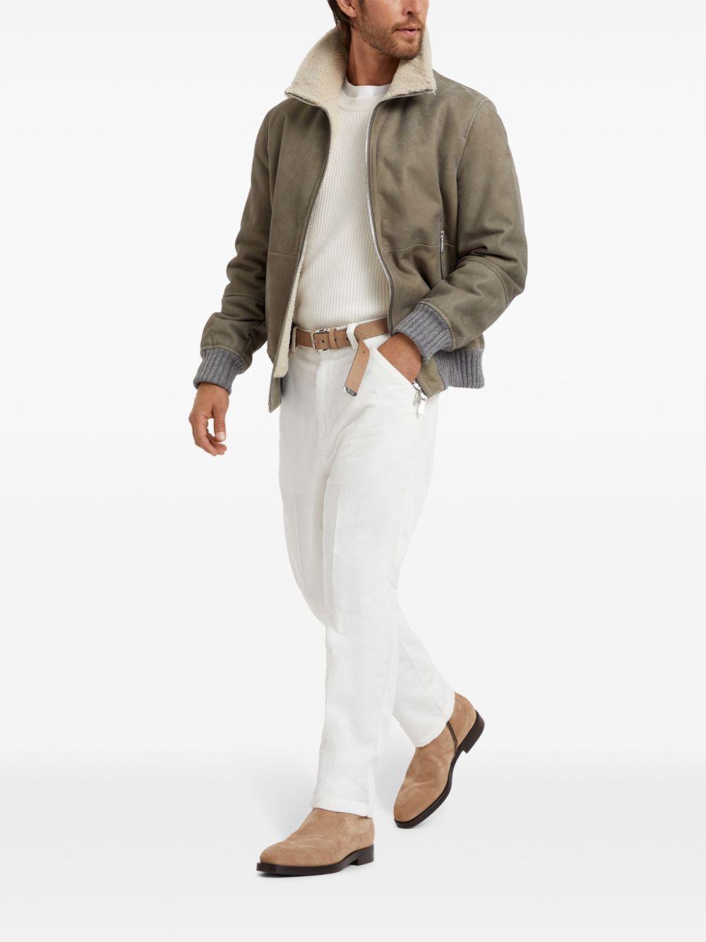 BRUNELLO CUCINELLI Shearling Bomber Jacket In Green Product Image