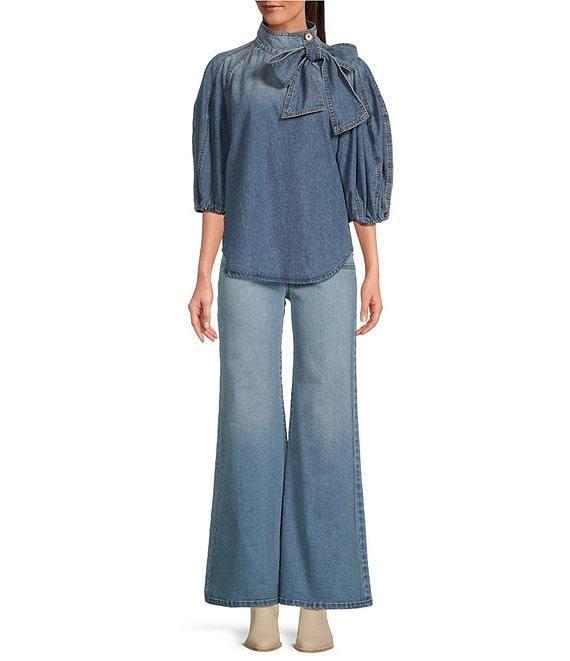 A Loves A Vintage Wash High Rise Wide Leg Denim Jeans Product Image