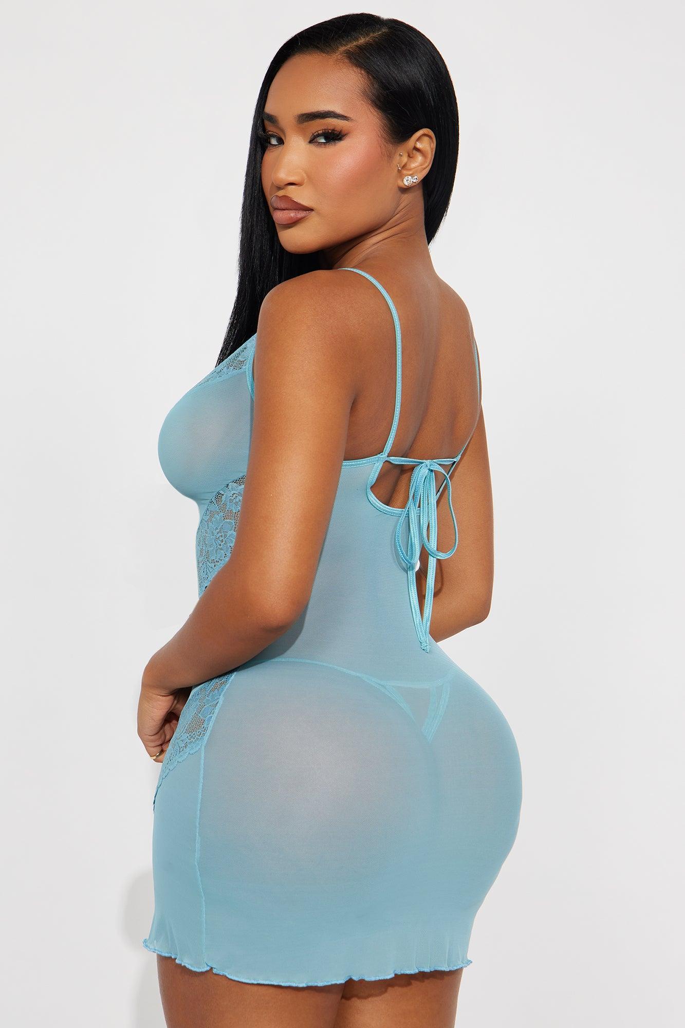 Enchanted Embrace Mesh Lace Chemise - Blue Product Image