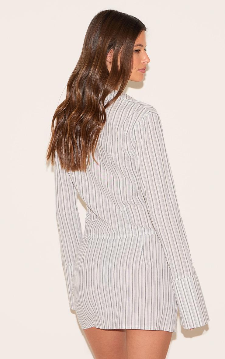 Cream Pinstripe A Line Mini Skirt Product Image