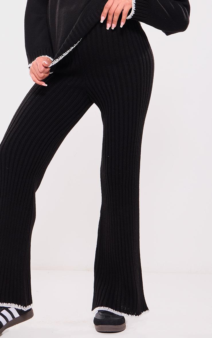 Maternity Black Contrast Trim Knit Flares Product Image