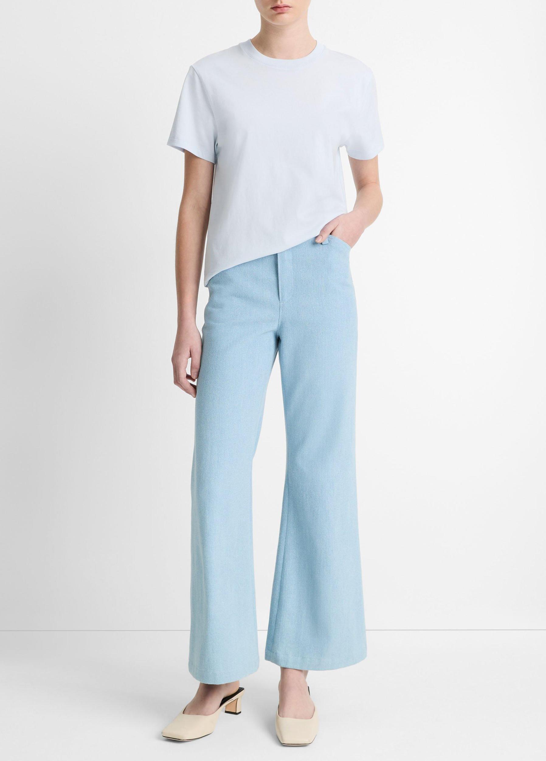 Womens Pima Cotton Crew Neck T-Shirt, Sky Powder, Size XXS Vince Product Image