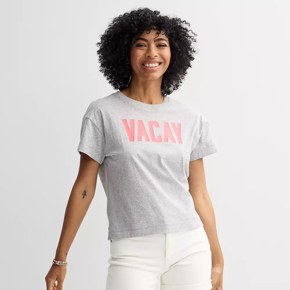 Women's Sonoma Goods For Life® Boxy Graphic Tee, Size: Medium, Gray Vacay Graphic Product Image