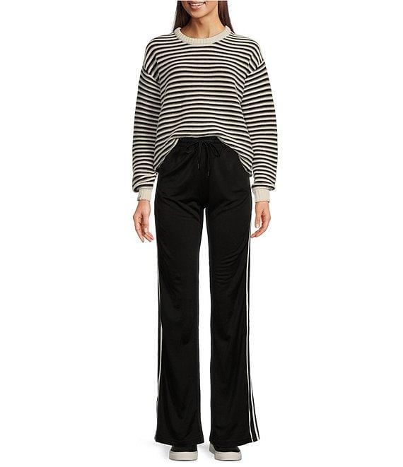 The Upside Boo Striped Knit Oversized Crew Neck Long Sleeve Pullover Product Image